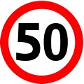 Ograniczenie prędkości (tu: 50 km/h)
